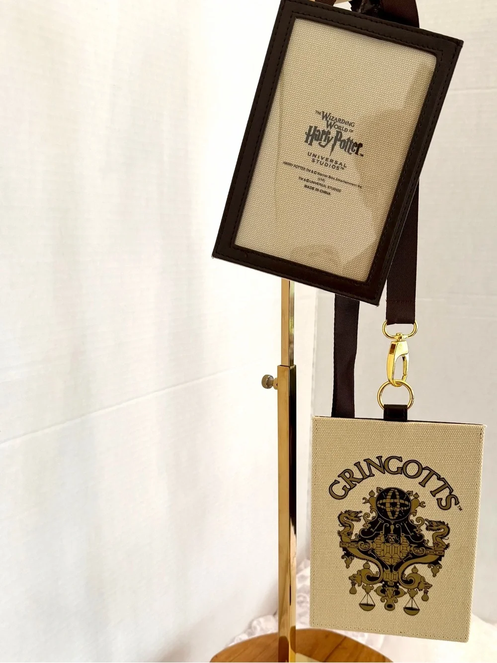 Two Harry Potter Gringotts Cream Canvas Lanyard Universal Studio IDHolder